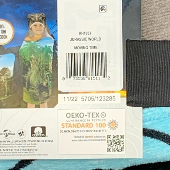 Jurassic World Hooded Towel T-Rex Kids 100% Cotton Dinosaur Bath Wrap 24x50 - Picture 5 of 5